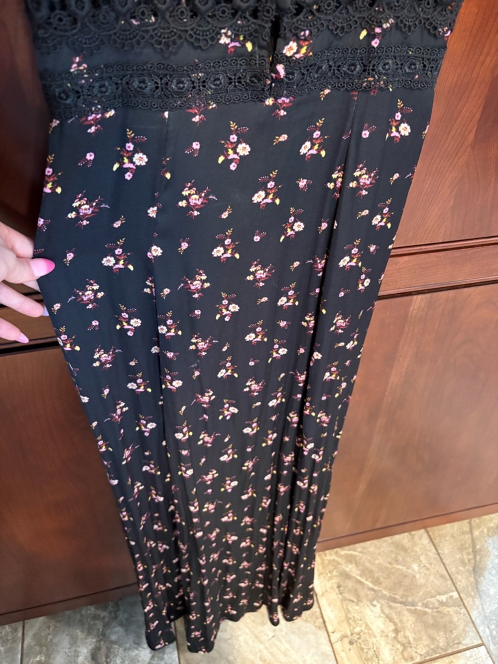 Free People Black Floral Lace Maxi Slip Dress - Picture 4 of 9